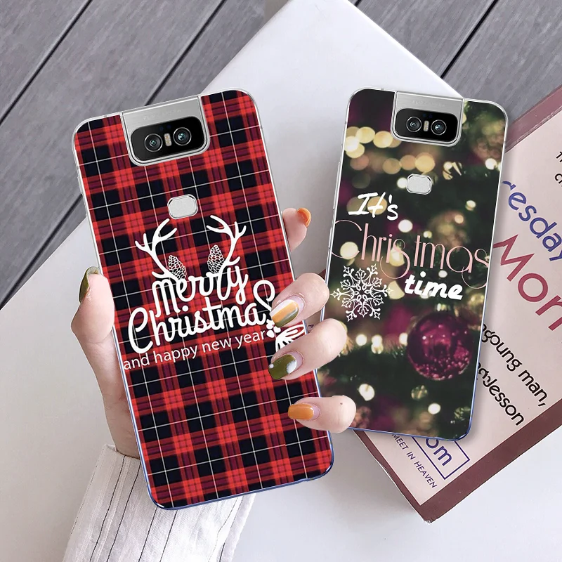 

Christmas New Year Cover For Asus Zenfone 5 6 4 3 Zoom Max Plus Selfie Pro M1 Live Lite L1 ZS630KL Coque Capa Soft TPU Bell Elk