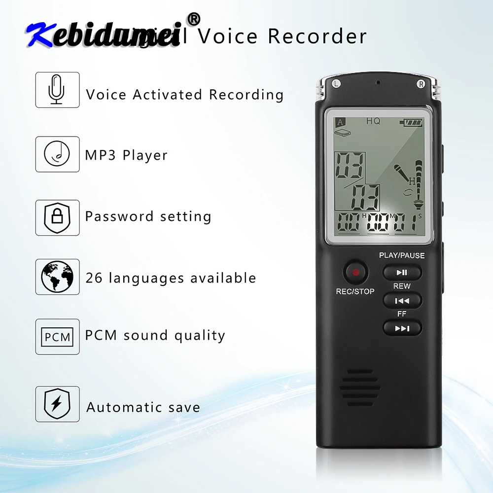

Kebidumei 8GB Voice Recorder Pen USB Professional 96 Hours Dictaphone With Mic Digital Audio Voice Recorder With WAV MP3 Player