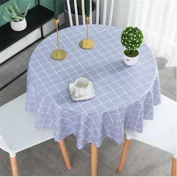 

Nordic Lattice Table Cloth Round Waterproof Oil-proof Anti-scald Disposable INS Home Round Tablecloth PVC Coffee Table Cover