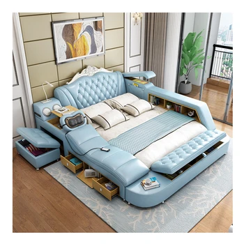

Modern multifunctional leather bed simpleEuropean bed