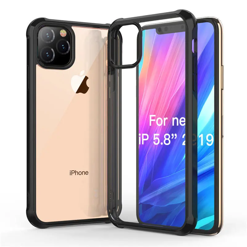 

for iPhone 11 2019 Pro Max Case Transparent Acrylic Drop Protection Anti-fingerprint Cover for iPhone Pro Max 11 Pro Funda