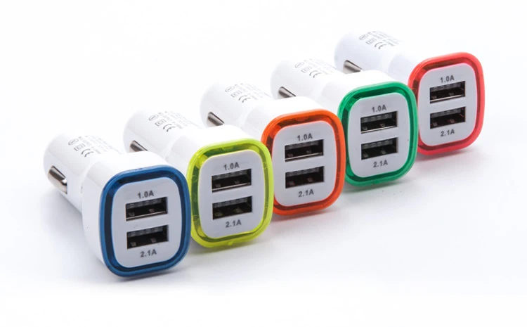 2 шт. 2.1A двойной Переходник USB для зарядки в машине 12-24 в прикуриватель 2 USB автомобильный адаптер питания автомобильный Стайлинг Черный A10 - Название цвета: Mixed Color
