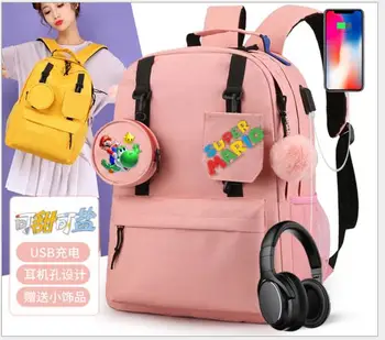 

New cartoon animation Mario backpack casual men and women Korean School Bag Fashion Computer Backpack
