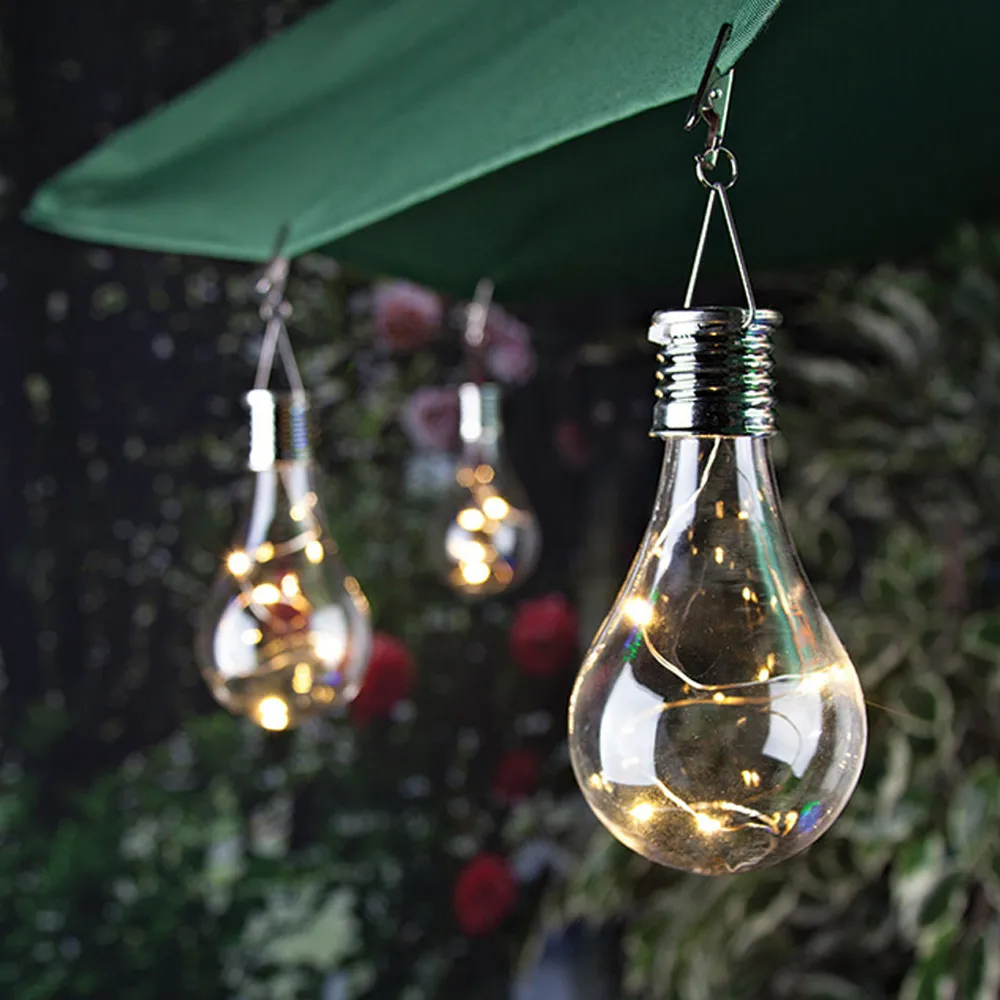 Waterproof Solar Rotatable Outdoor Garden Camping Hanging 5 LED Light Lamp Bulbs 