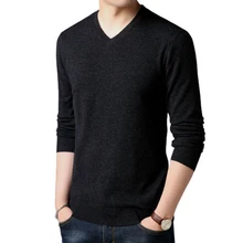 FAVOCENT, новинка, мужской свитер, осень, приталенный, теплый, Повседневный, пуловер, сплошной цвет, шерсть, вязанный, v-образный вырез, длинный рукав, мужской свитер