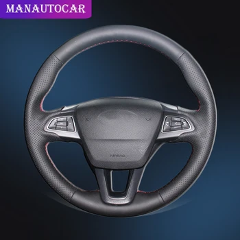

Car Braid On The Steering Wheel Cover for Ford Focus 3 2015-2018 Kuga 2016-2019 Escape C-MAX Ecosport 2018-2019 Auto Wheel Cover