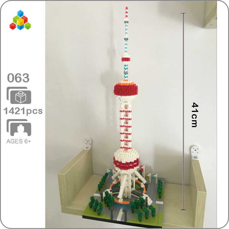 YZ Architecture SH Oriental Pearl TV Tower Mini Diamond Building Nano Blocks Toy