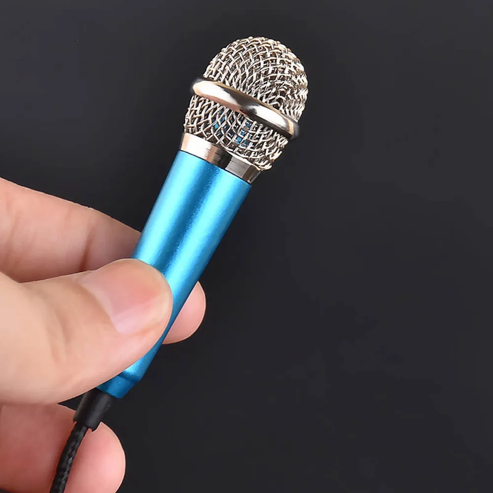 Micrófono estéreo portátil de 3,5mm para estudio, Mini micrófono de Audio plateado para Karaoke, teléfono inteligente, portátil, PC, escritorio, KTV