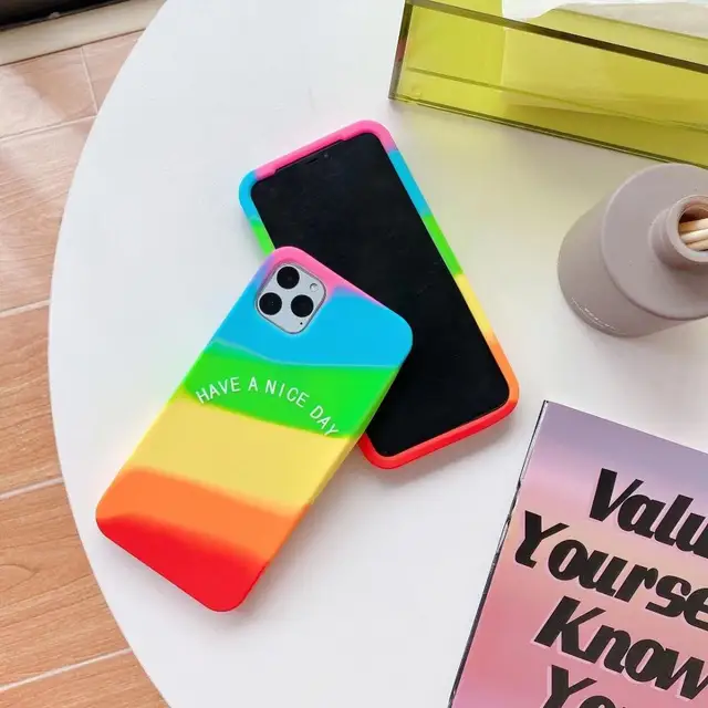 For iPhone 5 6 7 8 11 Pro X XR XS Max /Plus New 3D Cartoon Animal Soft Silicone Case Cell Phone Back Cover Skin Shell Shockproof Rainbow