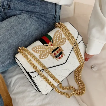 

2020 New Fashion Casual Bee Chain Shoulder Messenger Bags Niche Designer Small Square Bags High Quality Women Purse and Handbags