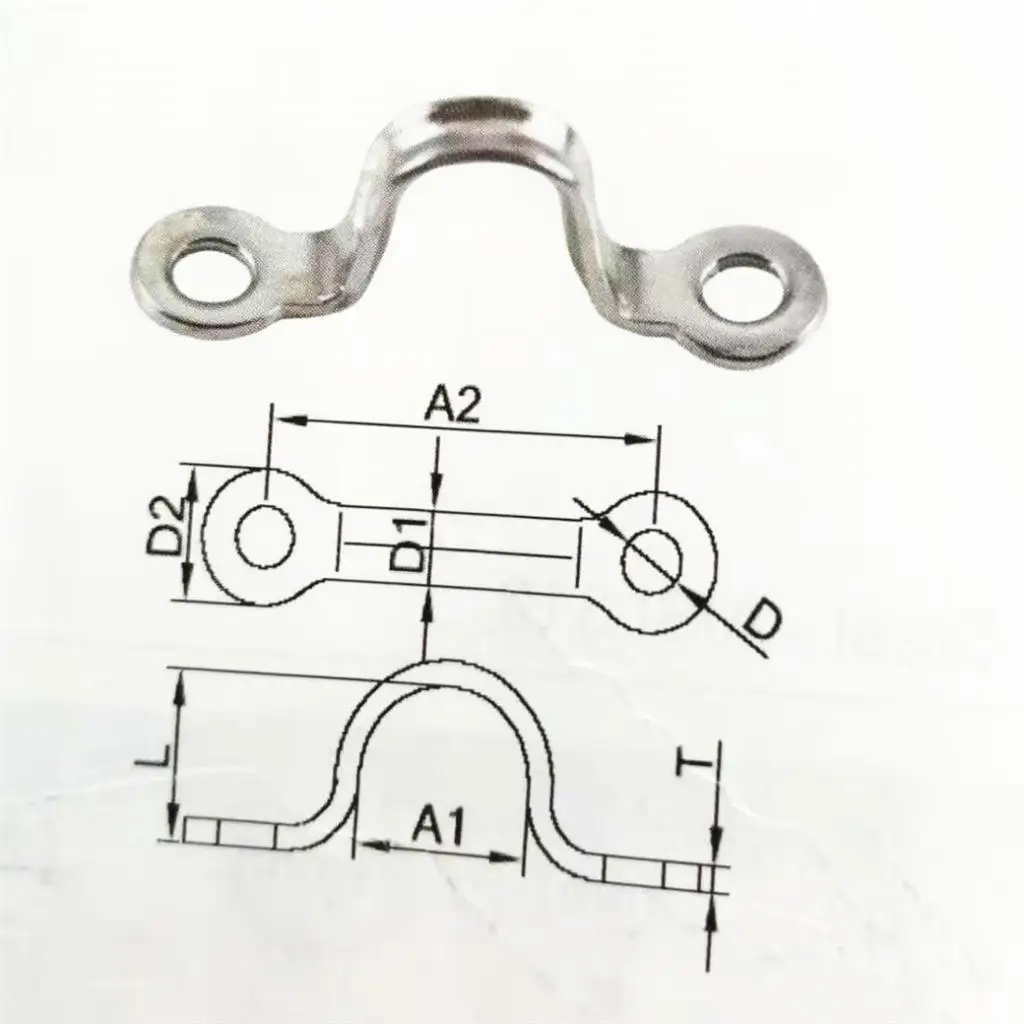 1pc 316 Stainless Steel Top Pad Eye Strap Footman's Deck Loop Boat Hook Canopy for Bimini Top Strap Kayak Rigging Strap