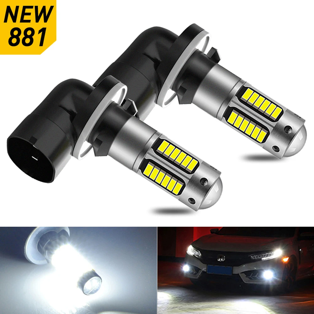 2X H27W/2 H27W/1 H27 880 Led 881 H1 H3 bombilla Led H27W 1200LM 6000K blanco coche de la luz de niebla conducción día lámpara Auto DC12V