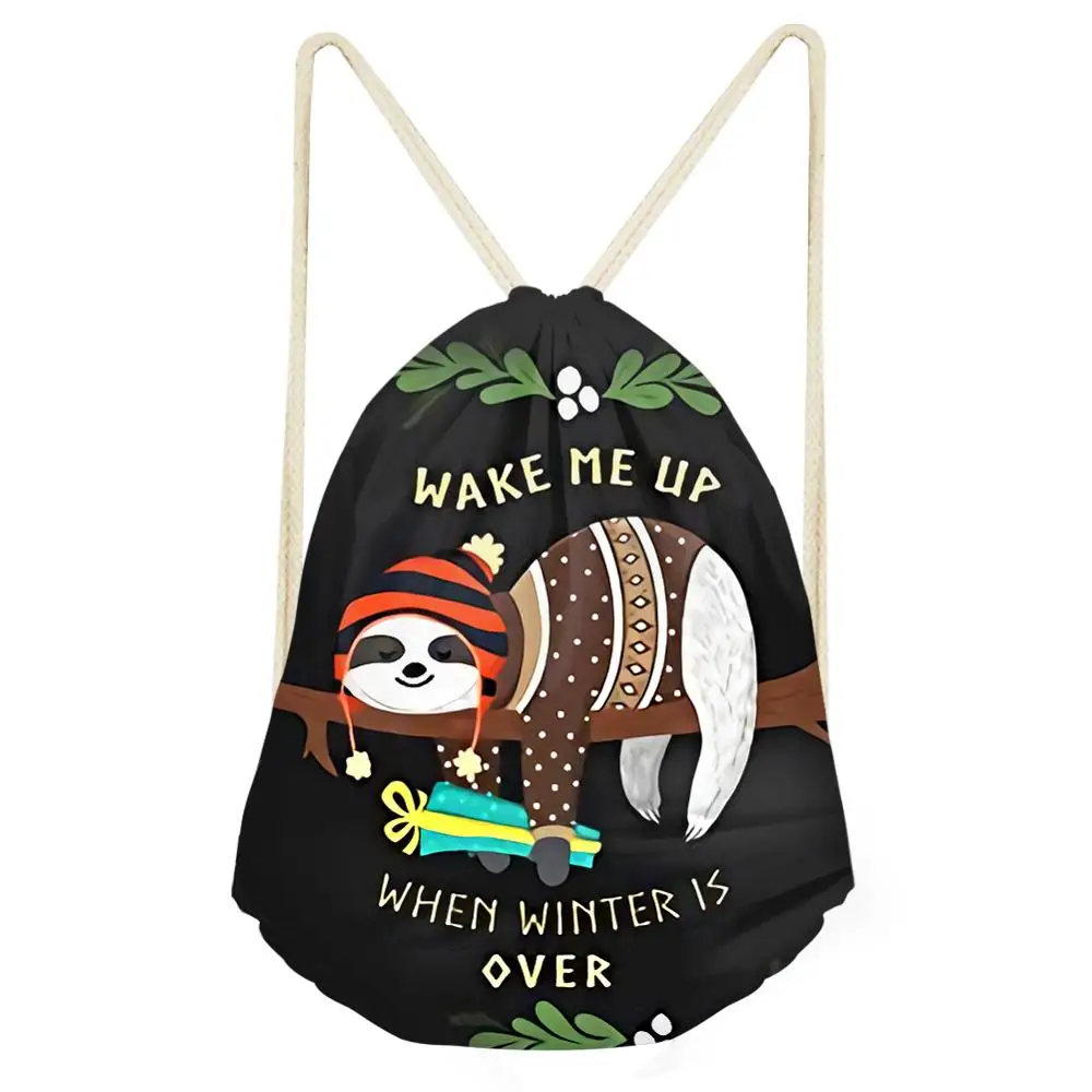 

HaoYun Cute Drawstring Bag Animal 3D Sloth Printing Bags Drawstring Backpack Travel Bag Women Daily Casual Bags Mochila Feminina