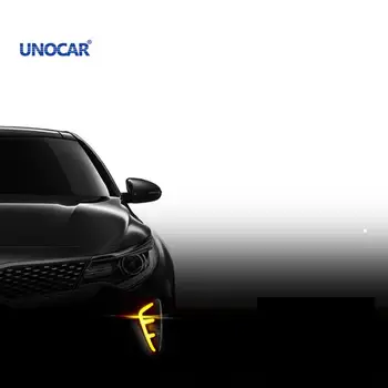 

Car styling For Kia new K5 16-17 brand special modified led two color fog lamp brand new K5 daytime running lamp