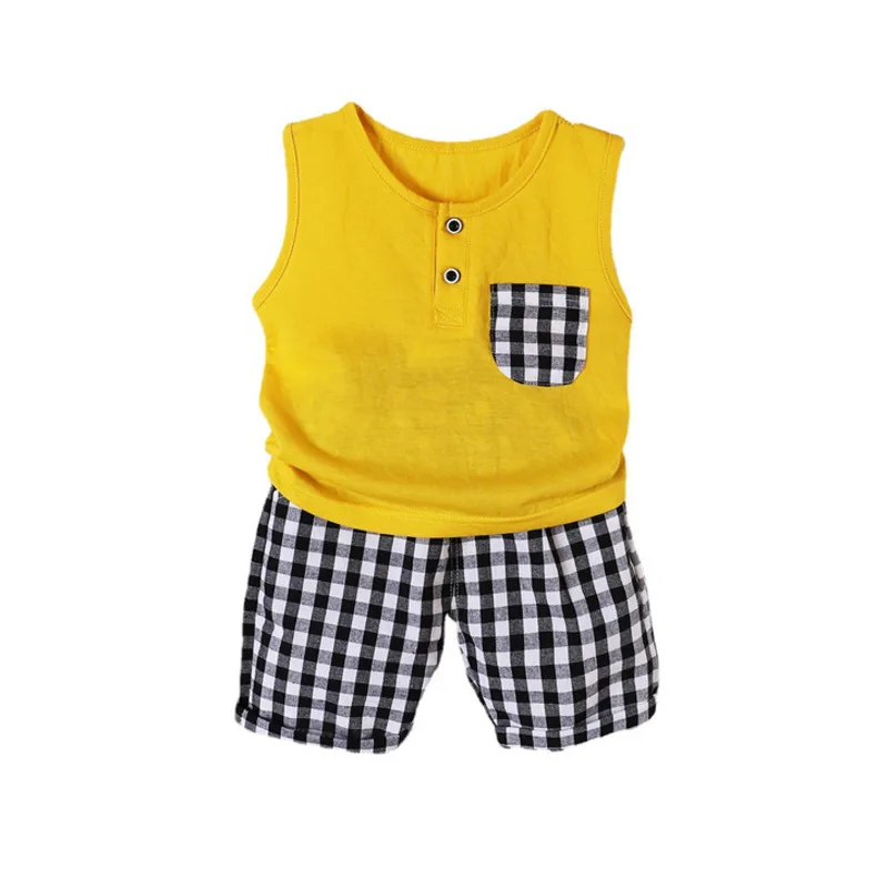 

Toddler Girls Clothing Suit Baby Summer Fashion Clothes Children Boys Vest Plaid Shorts 2pcs/sets Kids Infant Casual Sportswear