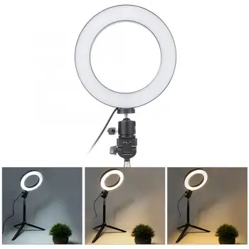 

6 Inch USB Photograph Selfie Ring Light LED Fill Light + Desktop Tripod + Selfie Stick Ring Fill Light