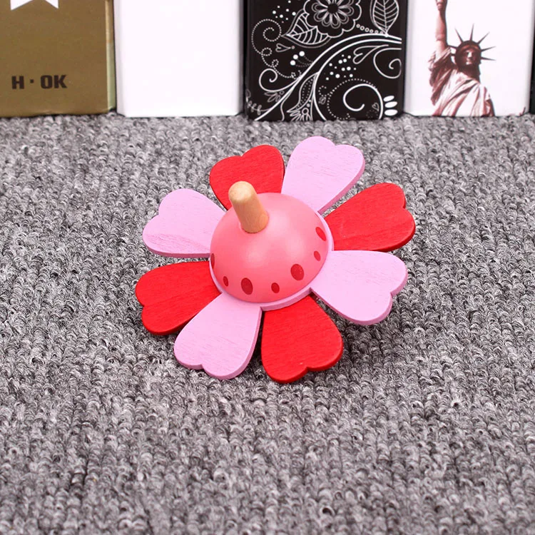 Pink Детские вечерние игрушки, супер милые деревянные раскрашенные цветы, волчок, детские развивающие игрушки, милые маленькие подарки - Цвет: Pink
