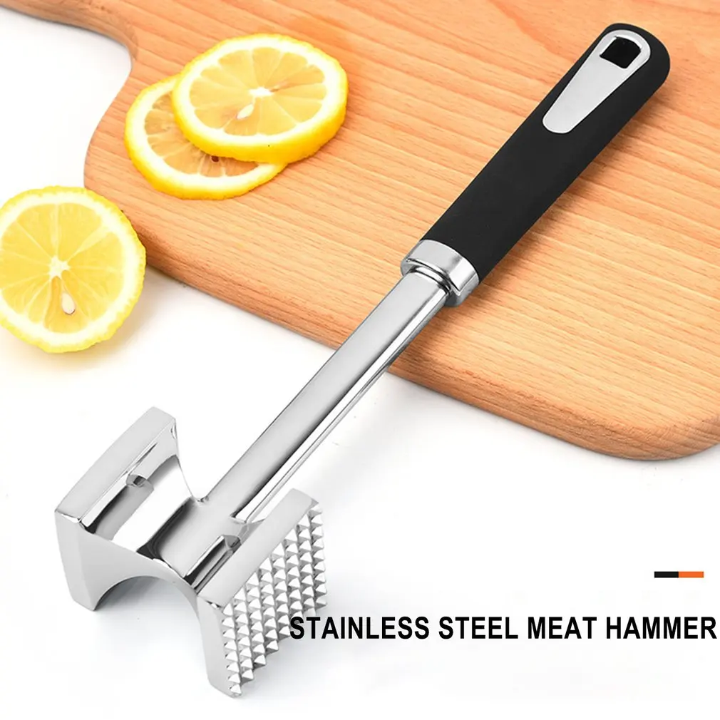 Meat Beat Checkered Tender Hammer Double Sided Mallet Hammer Stainless Steel Knock Home Kitchen Mallet Tool