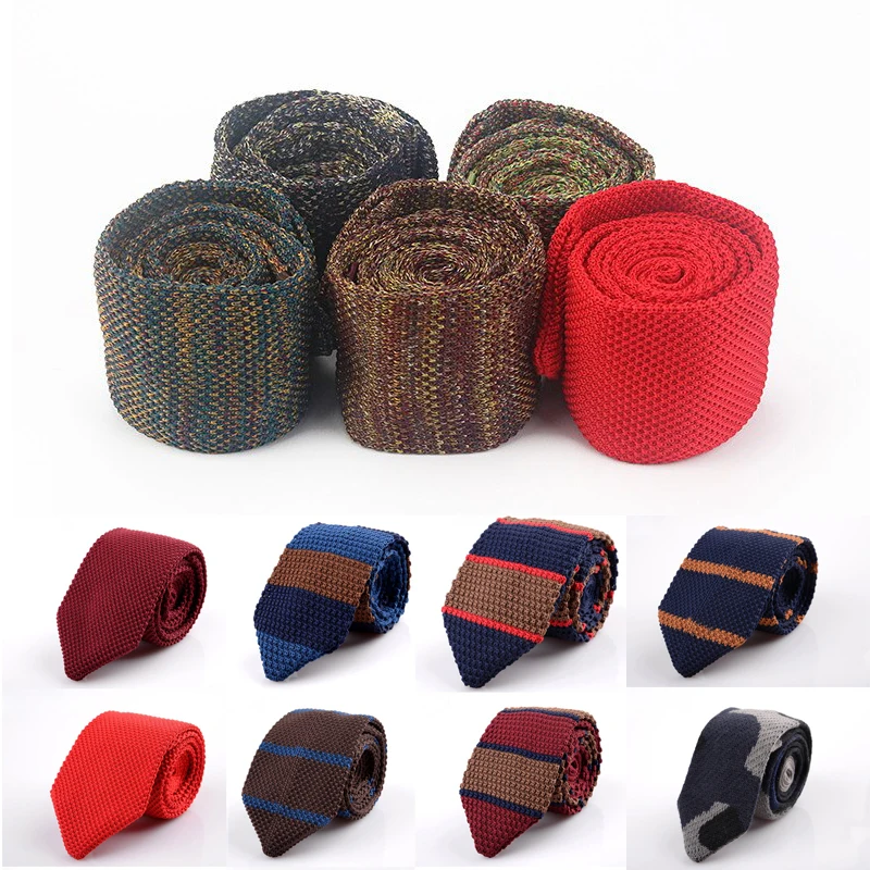 New Style Fashion Men's Solid Colourful Tie Knitted Woven Ties Necktie Normal Slim Classic Men's Suits Narrow Neckties