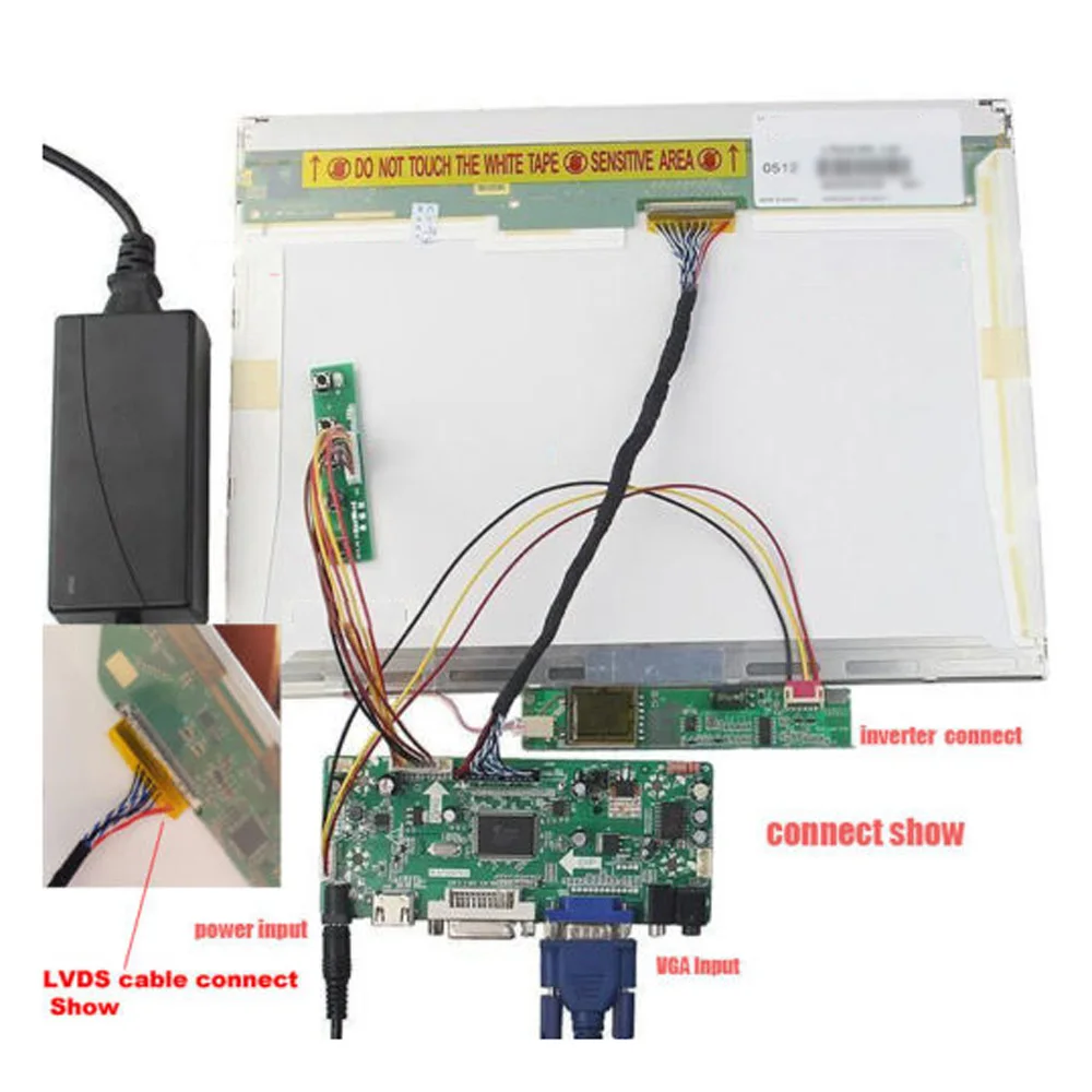 Plug&play Driver LCD Controller HDMI Board Kit for 17inch 19inch LCD M170E5-L09 HDMI+DVI+VGA 1280X1024 12V 3A