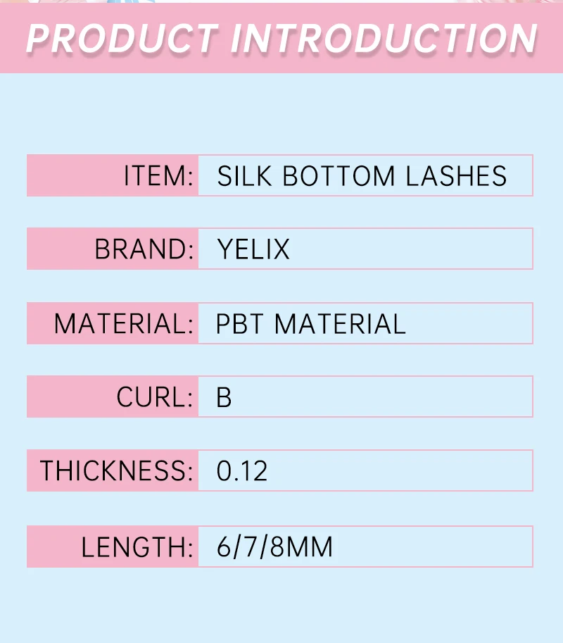Description Picture 3 of itemYelix Bottom Lash Extensions Lower Eyelash 6/7/8mm Short Eyelash Extensions Under Eyelash Extensions Eyebrow Lashes Makeup