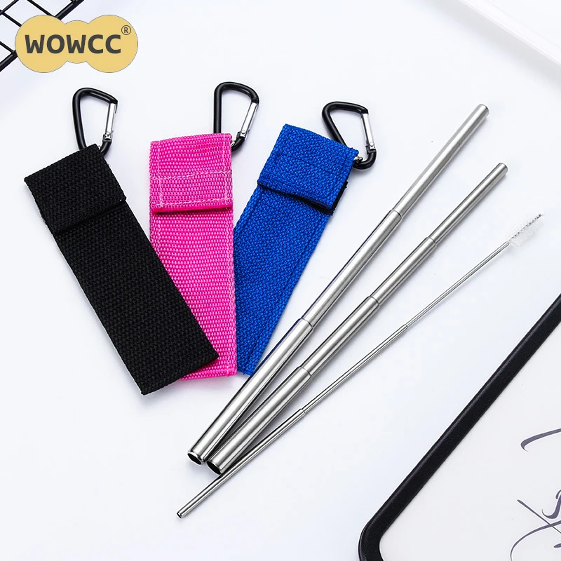 

Stainless Steel Telescopic Drinking Straw Portable straw For Travel Reusable Collapsible Metal Drinking Straw With Brush