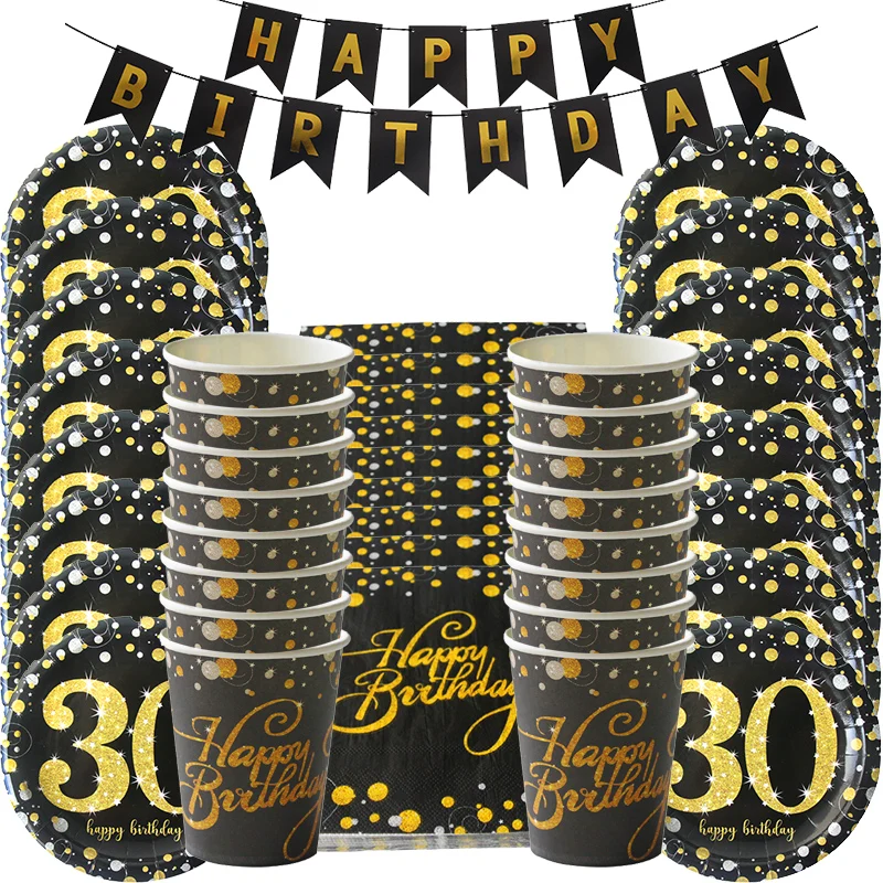 Disposable Tableware 30 40 50 60 Years Anniversary Party Set