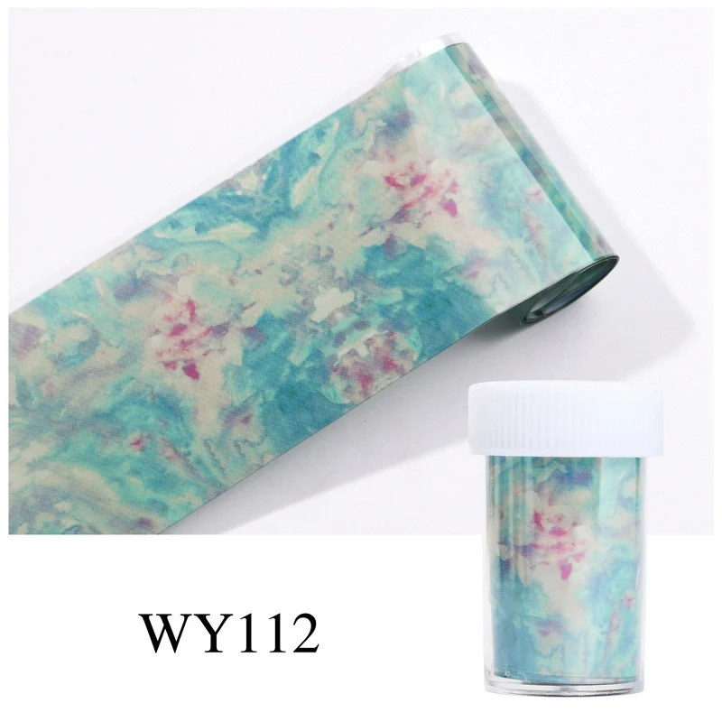 WY112 Nail Foils 1 рулон 4*100 см Фольга для перевода рисунков на ногти наклейка s Набор Мраморное небо серия фольга бумага 3D наклейки для ногтей для роскошного дизайна ногтей украшения - Цвет: WY112 Nail Foils