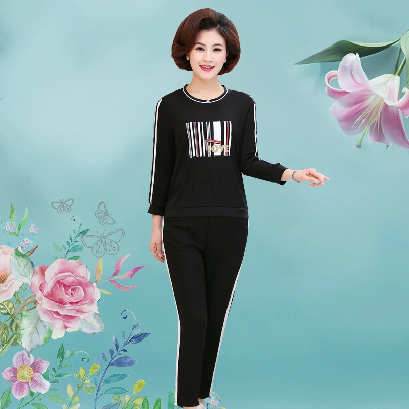 

Middle-aged Sports WOMEN'S Suit Spring Autumn Clothing 2018 New Style 40-50-Year-Old Mom Sports Clothing Autumn Clothing Trendy