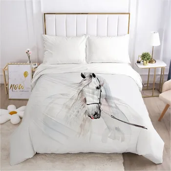 

3D Animal Duvet Cover Horse Quilt/Comforter Covers Custom Design Bedding Bag 265x230cm 173x230cm Bedding Bag White Bed Linens