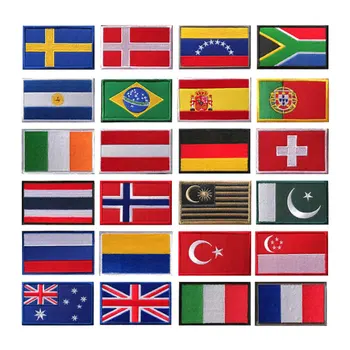 

Country Flag Patch Stripes Molle Bags Embroidered Russia Turkey France EU Flag Tactical Military Patches Army Bag XA2A