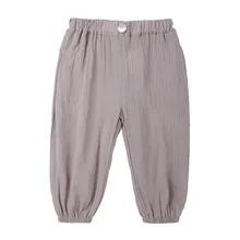 Летние новые стильные детские брюки 5 цветов, универсальные хлопковые льняные противомоскитные штаны