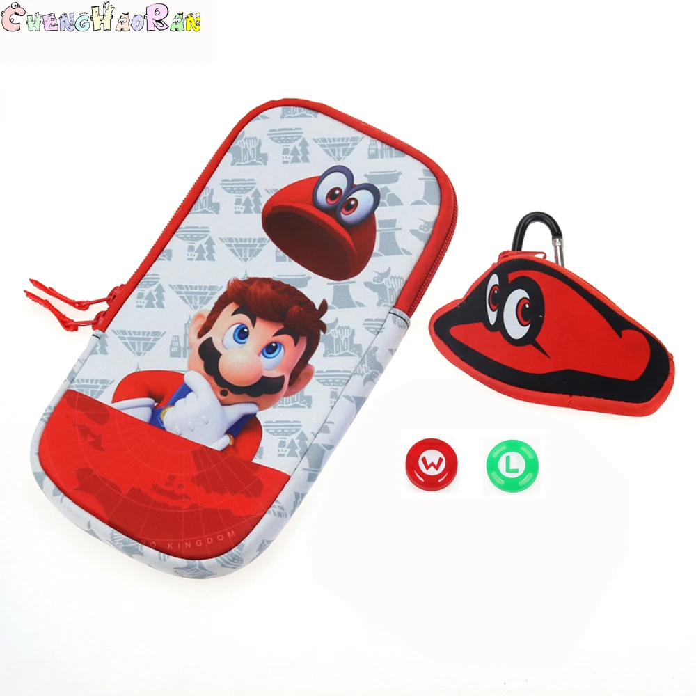 For Odyssey zipper soft storage bag w joystick cap Super Marios pouch for GBA/GBC/PSP/PSV/NDSL/NDSi/New 3DS 2DS /Switch Lite