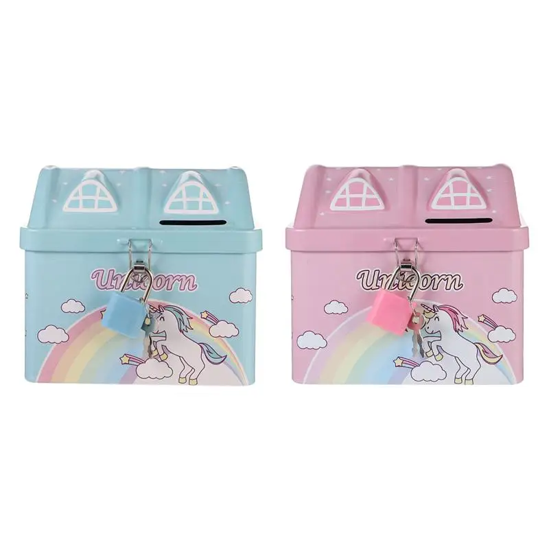 1 шт. Единорог монета банк с замком Мультфильм Дом экономия горшок творческий