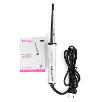 

VGR V-526 Tourmaline Ceramic Hair Curling Wand 130-210°C Adjustable Temperature Pear Flower Cone Electric Curling Wand EU Plug