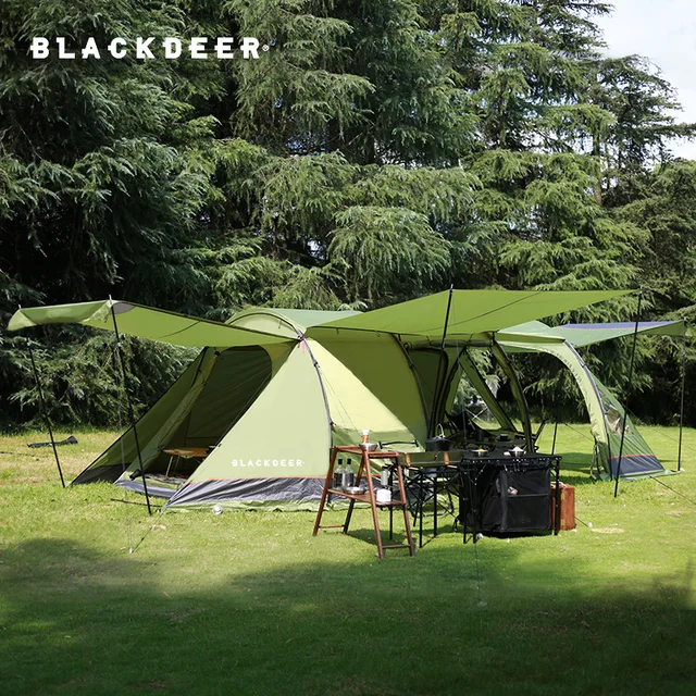 BLACKDEER Travel Double Resident Tent Outdoor Selfdriving Rainproof Windproof Camping Two room And One Hall