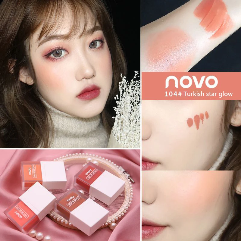 

NOVO Liquid Blusher Tint Sleek Juice Blush Comestic Long Lasting Cheek Blush Contour Waterproof Natural Face Makeup TSLM2