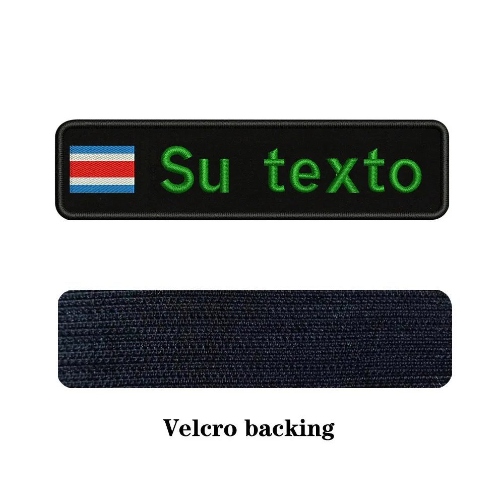 Custom Embroidery Costa Rica National Flag Text Patch 10cm*2.5cm badge Iron On Or Velcro Backing For Clothes Pants Backpack Hat - Цвет: green-Velcro