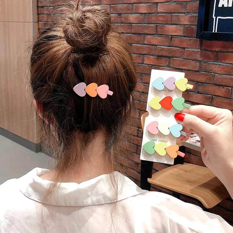 2 шт./компл. милые Цвет древесины с принтом в виде сердца для детей детские заколки