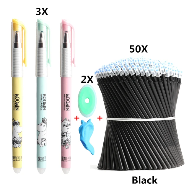 Recharge de stylos pièces/ensemble effaçables, 3 + 2 + 50, avec poignée  lavable, encre de 0.5mm, tige de recharge pour l'école et le bureau -  AliExpress