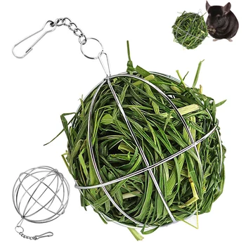 

Stainless Steel Sphere Feed Exercise Hanging Hay Ball Pig Hamster Rabbit Grass Feeder Tool Hanging Decor
