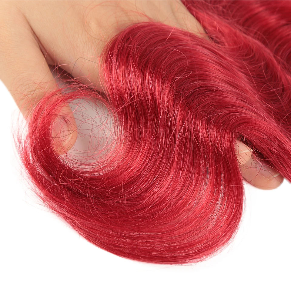 Stylricon Red Body Wave Bundles 8-28 Inch Red Hair Weaving 3 or 4 Bundle Deals Remy Colorful Human Hair Extensions