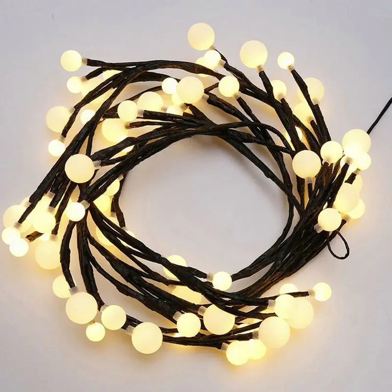 

Flexible Rattan LED Fairy String Lights 72 Bulbs Waterproof Copper Wire Globe Plug-in Decorative Home Garden Holiday Starry Lamp