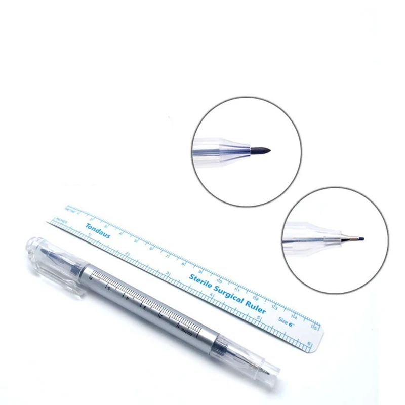 

Surgical Skin Marker Eyebrow Marker Pen Tattoo Skin Marker Pen With Measuring Ruler Microblading Positioning Tool