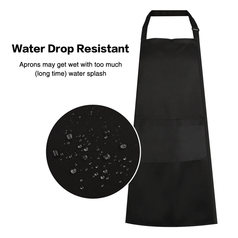 2pcs/set One Black And One Red Adjustable Bib Apron Dress Men Women Kitchen Restaurant Chef Classic Cooking