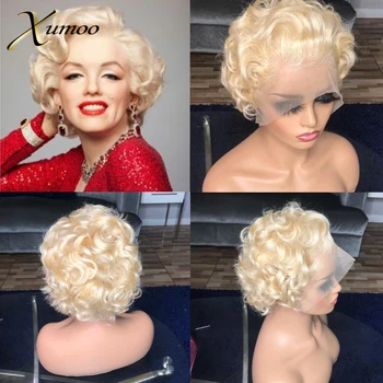 

XUMOO Cheap Remy Hair Blonde Lace Front Wig Pixie Wig Human Hair Pixie Cut Wig Human Hair Bob Lace Front Wigs For Black Women