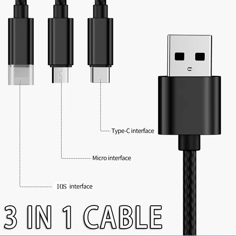 USB кабель для iPhone XS X 8 11 зарядное устройство 3 в 1 микро USB кабель для Android USB TypeC кабели для мобильных телефонов для samsung S10