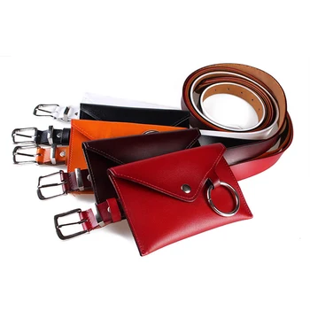 

10PCS / LOT Genuine Leather Thin Belt Waist Bag Ladies Small Chest Bag Fanny Pack with Ring