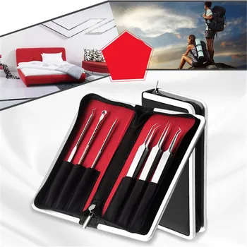

6Pcs Acne Tweezer Comedo Machine Set And Brands Removal Pimple Needle Blackhead Remover Black Head Extractor Comedone Tool