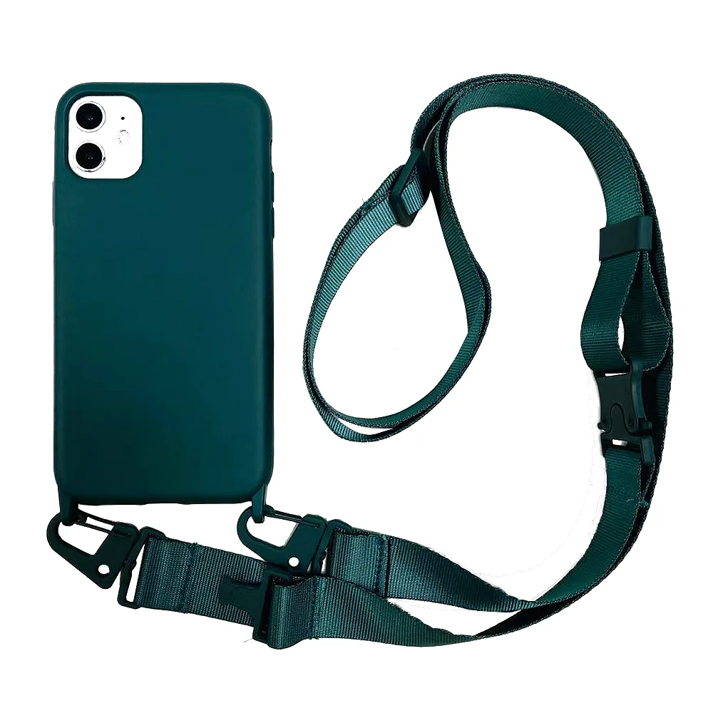 Liquid Silicone Crossbody Necklace Lanyard Cord Strap Phone Case For